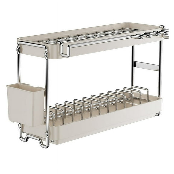 Stainless Steel Dish Rack, Countertop Kitchen Storage Organizer for Tableware, Drain Basket-Space Saving Sink Accessory