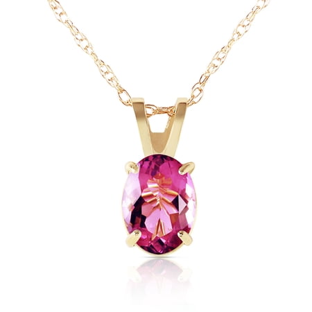 Galaxy Gold 14K Solid Gold Natural Pink Topaz Oval Cut Pendant Necklace for Women - Yellow Gold Fine Jewelry
