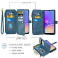 thumbnail image 4 of Asuwish Kickstand Hard Shell Wallet Cell Phone Case with Tempered Glass Screen Protector for Samsung Galaxy A05, Blue, 4 of 5