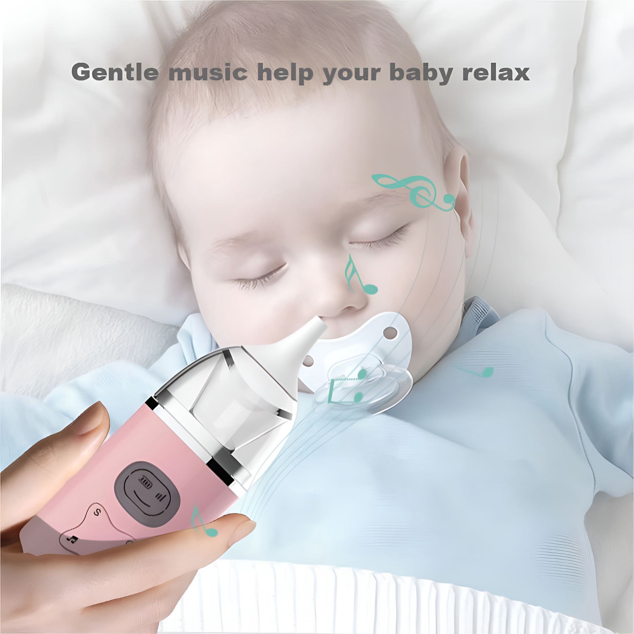 XIRQI Baby Nasal Aspirator with Pause,Music&Light Soothing Function Baby Snot Sucker,Safe And Hygienic Nose Aspirator for Babies