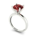 thumbnail image 2 of 3ct Round Cut Red Natural Garnet 18k White Gold Engraving Statement Bridal Wedding Solitaire Designer Ring Size 3.5, 2 of 5