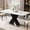White+Black, variant on Square Modern Dining Table, Stretchable Black Marble Table Top, & Metal, 47.24"-61.19"l, 220 Lbs Load Marble Surface, Steel, 61.19 In. Depth