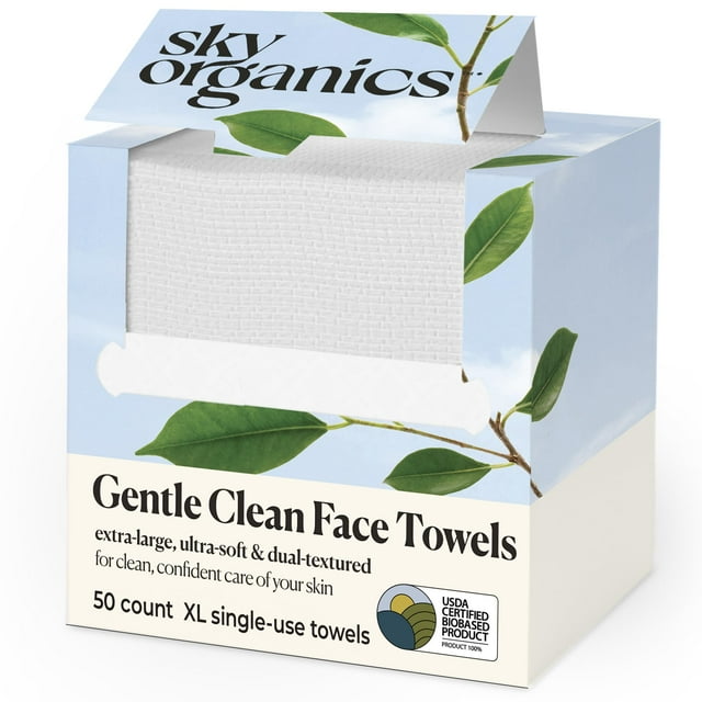 Toallitas faciales Sky Organics Gentle Clean 50 XL de un solo uso