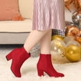 thumbnail image 6 of Unique Bargains Women's Round Toe Chunky Heels Ankle Boots Red 7, 6 of 6
