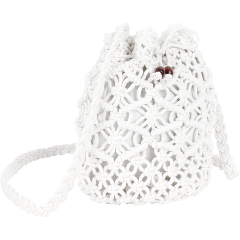 Women Cotton Crochet Crossbody Bag Mini Beach Shoulder Purse Summer Women Mini Cotton Crochet Crossbody Bag Summer Beach  main image 3