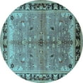 thumbnail image 1 of Ahgly Company Indoor Round Oriental Light Blue Traditional Area Rugs, 6' Round, 1 of 4