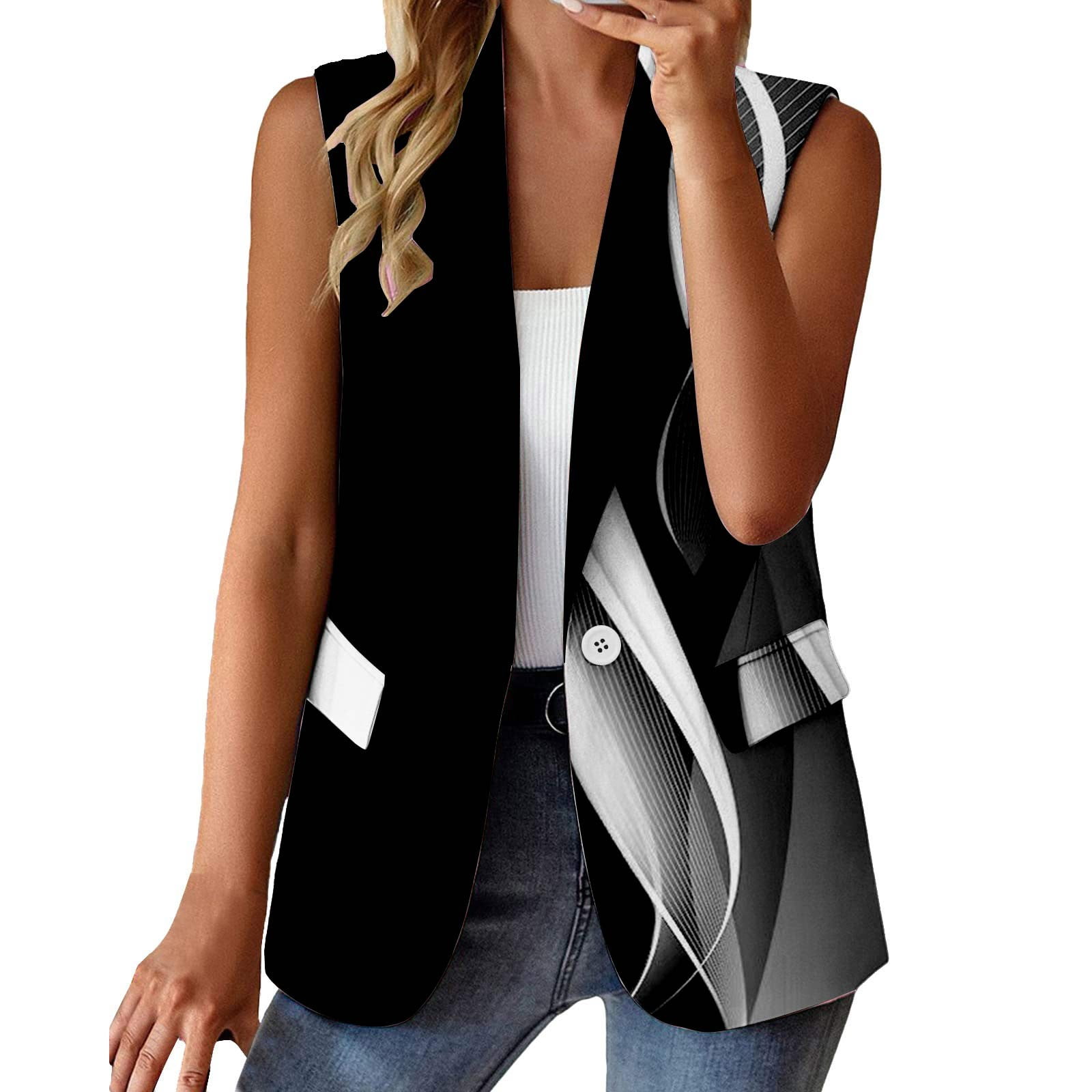 nsendm Womens Coat Female Adult Women Maternity Coat Womens Sleeveless Suit Cardigan Casual Lapel Cardigan Jacket with Pockets Fall Coat for Women