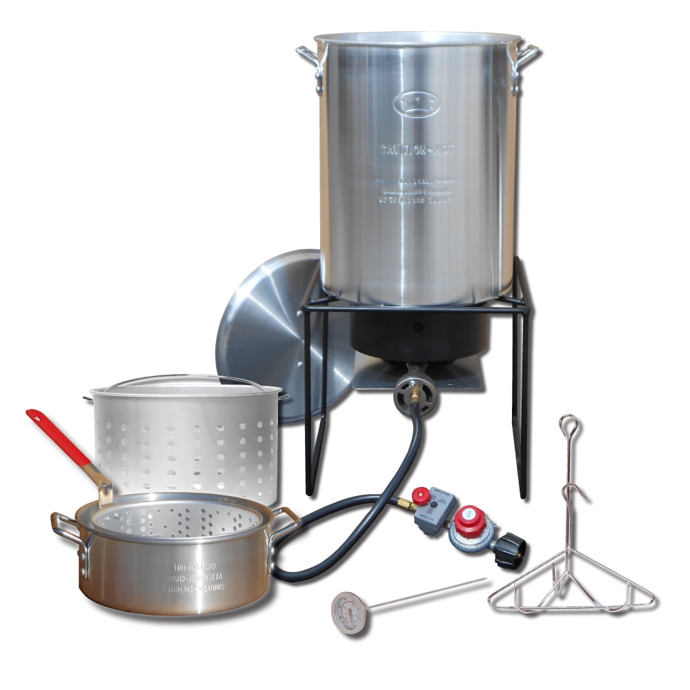 Photo 1 of King Kooker - Frying/Boiling Combination Kit (29Qt & 10Qt Pots) AS IS USED, MINOR COSMETIC WEAR FROM PREVIOUS USE