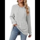 thumbnail image 1 of Sudadera con Capucha de Punto Acanalado Suave para Mujer, Camisetas de Larga, Blusas Ligeras y Acogedoras para Otoño. Gris XXL, 1 of 10