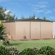 YODOLLA 14 x 12 ft. Outdoor Metal Storage Shed with Sliding Roof & Lockable Door