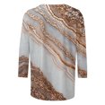 thumbnail image 4 of UPPADA 3/4 Blouses Grande Taille pour Femmes Manches Imprimé Floral Teinture Tee-Shirts Décontractés Tendance Col Rond Confortable Pull Tops Blouses Mignonnes d'Été Tops Manches 3/4 pour Femmes Offres, 4 of 5
