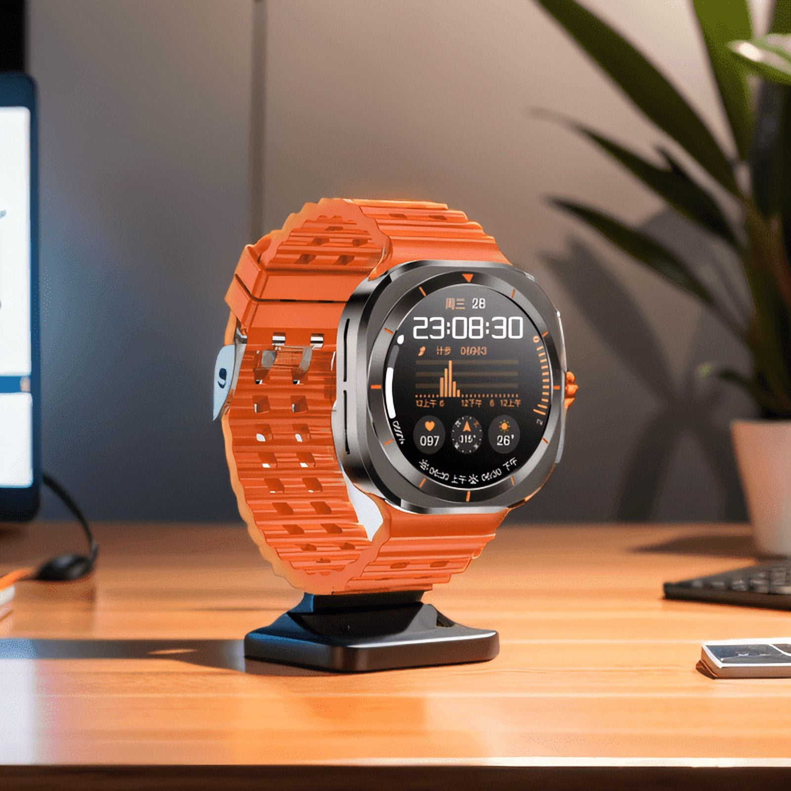 smart Watch with SIM Card, Wireless Calling & Charging, Big Screen Fitness Tracker, 100 Modes, Voice Assistant, 2 Straps, Customizable Watch Faces