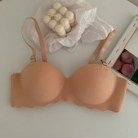 HCURIBAD Clearance! Super Gather Bra Soft Comfortable Gather Bra Wireless Up Bra Lift Bra Women Lingerie Everyday Sports Bras Wireless Bras  Push up Bra  Backless Bra  Bras for Women Beige C