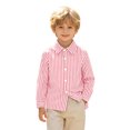 thumbnail image 5 of Girls Striped Long Sleeve Shirts Boys Button Down Formal Uniform Collared Shirt with Chest Pocket Spring Fall Clothing 6-7 Years, 5 of 7
