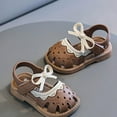 thumbnail image 4 of Toddler Girls Bow Sandals Summer Vintage Closed Toe Princess Dress Flat First Walking Shoes For Baby Kids, 4 of 6