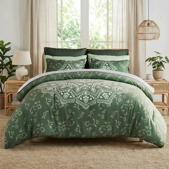 Regency Heights Queen Size Comforter Sets, Olive Bed in a Bag Queen, 9 Pieces Bedding Comforter Set with Bed Sheets and Side Pockets