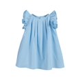 thumbnail image 2 of LLYWEY Girls Tunic Dresses, Toddler Baby Girl Ruffle Sleeveless Summer Dresses, Kids Solid Pleated Round Neck Loose Casual Sundress, , Sky Blue, 1T, 2 of 3