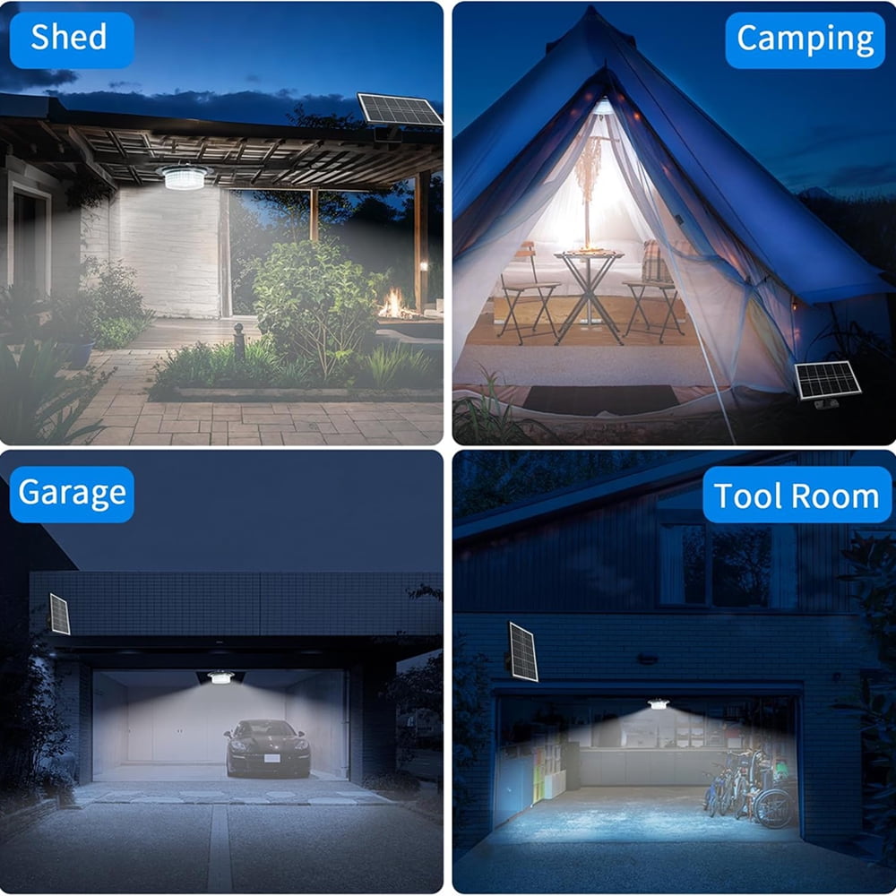 Solar Shed Light Outdoor Indoor, Upgraded 7000LM Solar Pendant Light Daytime Available with 5 Lighting Modes, Motion Sensor Solar Indoor Lights for Gazebo Barn Garage Shop