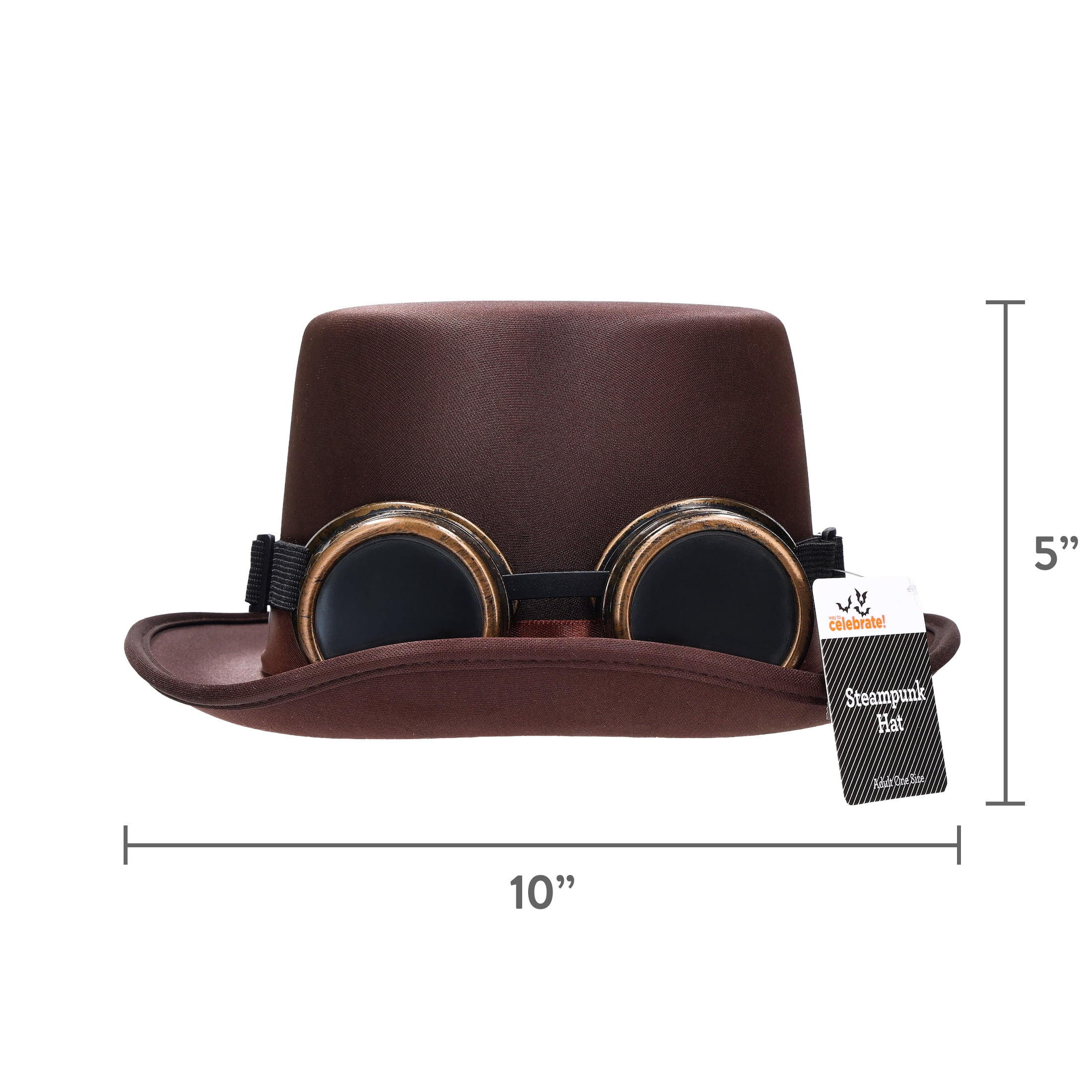 Steampunk Hat with Goggles Costume Accessory for Adults, Brown, Halloween by Way To Celebrate