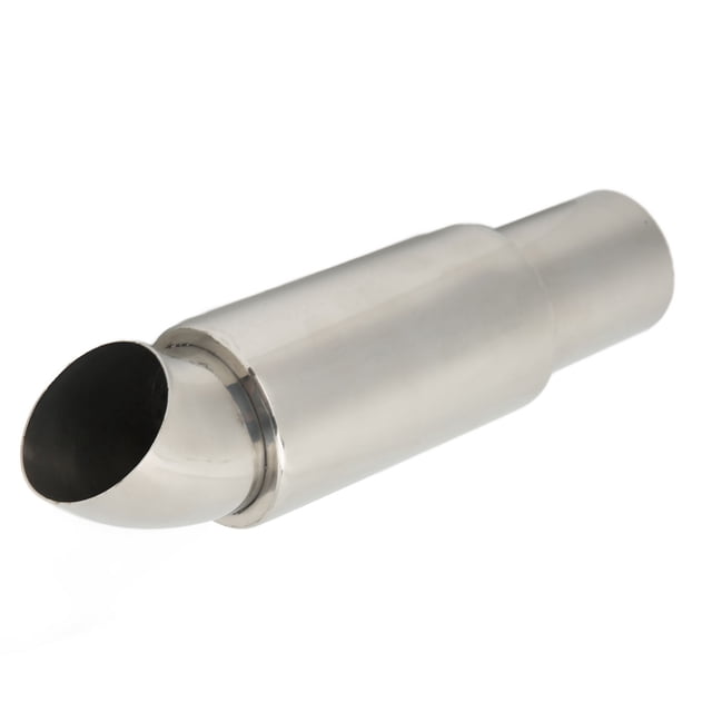 Tubo de escape del silenciador del coche 51 mm x 51 mm Entrada redonda Acero inoxidable Plata Reemplazo universal