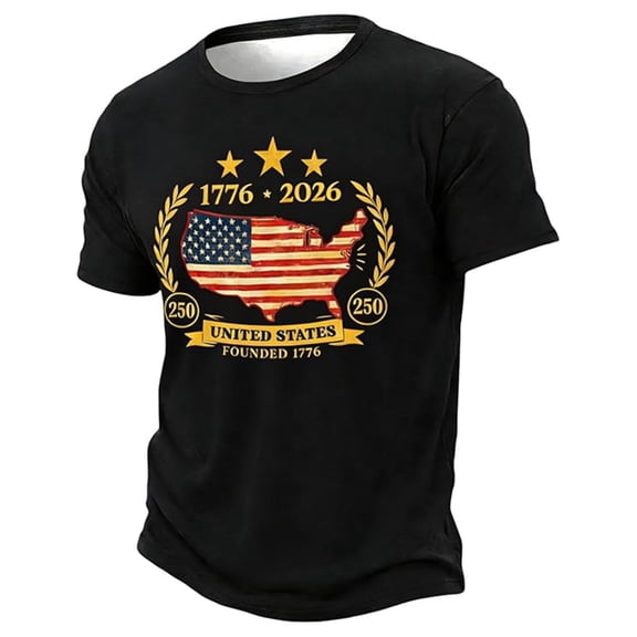 USA 250th Anniversary Shirt Boys Kids Patriotic Graphic T Shirt Fourth of July Print Tee Youth Casual Short Sleeve Children Black 1 Years-2 Years