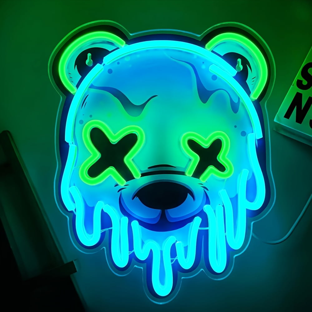 Arctic Polar Bear LED Neon Sign - USB-powered, dimmable mood light with cute design. Perfect for home, bar, cafe, or office. Easy installation, no batteries needed.