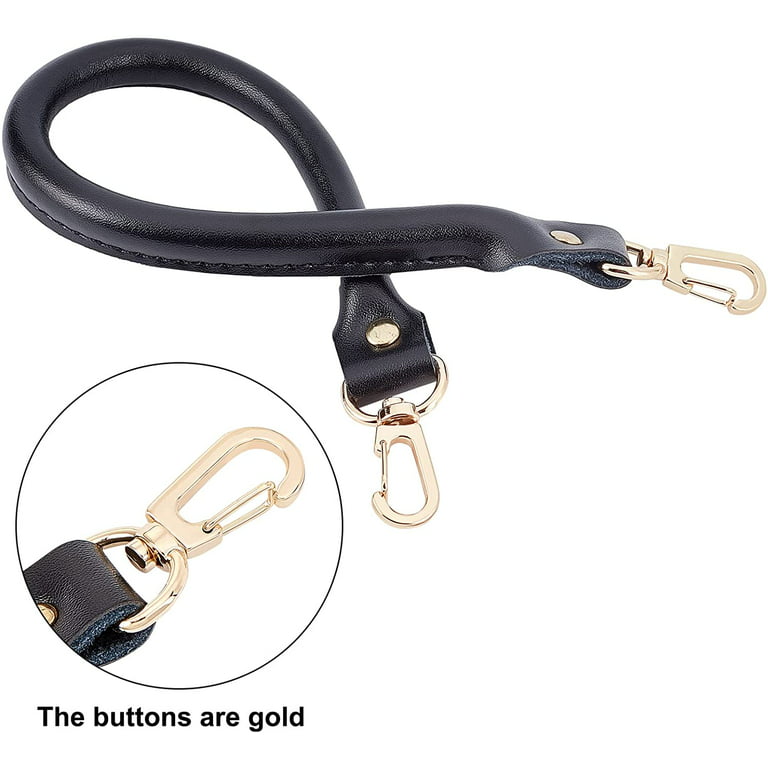 Black Leather Purse Handle 2pcs 15.7 Bag Replacement Strap Rounded Handbag  Shoulder Bag Strap with 0.6 Golden Swivel Buckles for DIY Clutch Tote  Making Repiaring 