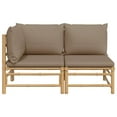 thumbnail image 3 of vidaXL 2 Piece Patio Lounge Set with Taupe Cushions Bamboo, 3 of 10