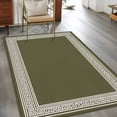 thumbnail image 3 of Olive Green Greek Key Large Area Rugs for Bedroom Living Room, Soft Non Slip Carpet Bedside Rug, Geometric Greece Ancient Farmhouse Geo Rectangular Floor Cover Kitchen Accent Rug 3'x5' for Office, 3 of 9