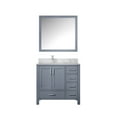 thumbnail image 3 of Jacques 36 in. W x 22 in. D Left Offset Dark Grey Bath Vanity, Carrara Marble Top, Faucet Set, and 34 in. Mirrors, 3 of 9