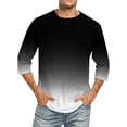 thumbnail image 6 of Afuyipoi Men's Gradient 3/4 Sleeve T-Shirt,Casual Moisture-Wicking Round Neck Athletic Shirts Black 2XL, 6 of 7