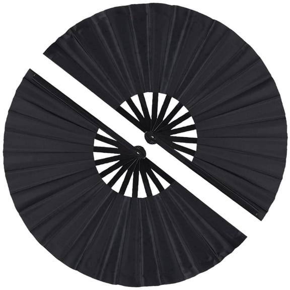 2pcs pack Large Foldable Hand Fan 27cm 11inch 2pcs Black Solid Handheld Fan for DIY Painting