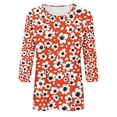 thumbnail image 5 of Wanfds Hauts de Mode Orange pour Femmes Tendance Été 2024 Col Rond Manches Trois-Quarts S, 5 of 5