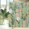 thumbnail image 2 of Extra Long Shower Curtain 72 x 84 Inch, Tall Boho Floral Shower Curtain for Bathroom, Tropical Leaves Flower Plant Cute Fabric Shower Curtain Set with Hooks, Sage Green, 2 of 5