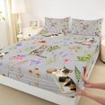 thumbnail image 4 of jejeloiu Gray Watercolor Cat Full Size Sheets For Kids,Cute Floral Kitten Bed Sheets For Girl,4-Piece, 4 of 6