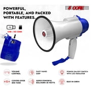 Megaphone 30W Bull Horn PA Speaker w 800 Yards Range Loud Siren Voice Amplifier Portable