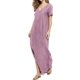 thumbnail image 1 of Vestido a juego con cuello en V, casual, holgado, manga corta, maxi con bolsillo, 1 of 4