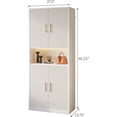 thumbnail image 2 of 66-Inch Tall Shoe Cabinet with Fluted Door and LED Light for Entryway, Modern Large 9-Tier Freestanding Shoe Storage Organizer with Adjustable Shelves Open Shelf for Closet, Living Room, White, 2 of 8