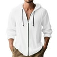 thumbnail image 2 of Zip Up Hoodie Men 2026 Spring Fall Long Sleeve Lightweight Cotton Linen Full Zipper Hooded Shirt Jacket Cardigan Outerwear, 2 of 4