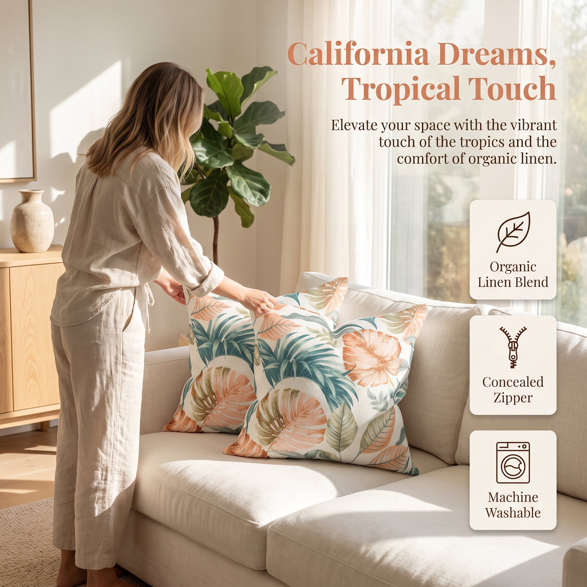 Unique Bargains Retro Tropical Botanical Pillow Cover Cushion Case Multicolor 18"x18"