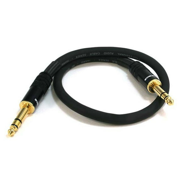 Monoprice Premier Series 1/4 Inch (TRS) Male to Male Cable Cord - 1.5 Feet - Black | 16AWG (Gold Plated)
