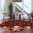 thumbnail image 3 of Round Rug 5Ft Washable Non-Slip, Gingerbread Christmas Circle Area Rugs for Living Room Bedroom, Xmas Balls Branches Red Buffalo Plaid Indoor Floor Mats Carpet Runner for Home Decor Aesthetic, 3 of 8