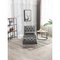 thumbnail image 3 of Tufted Velvet Chaise Lounge, Leisure Upholstered Sofa Couch with Acrylic Feet and Lumbar Pillow, Modern Upholstered Couch with Tufted Button for Living Room, Bedroom and Reading Room, Silver, 3 of 9