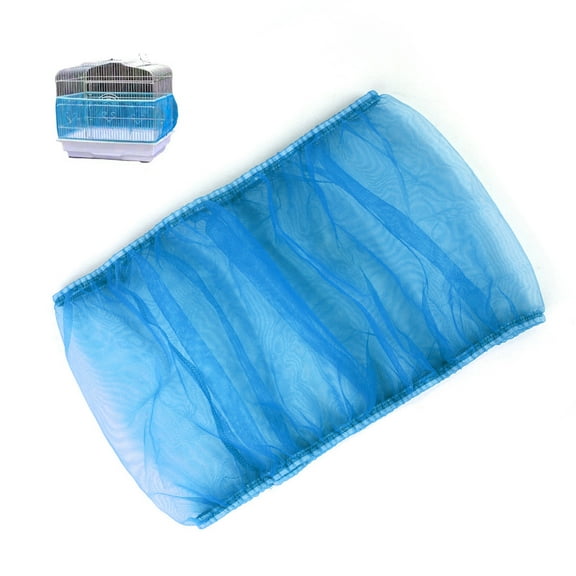 Laklulu Universal Bird Cage Seed Catcher,Seed Catcher Guard Net Cover,Parrot Mesh Net Cover,Soft Airy Cage Net Stretchy Skirt(Blue)
