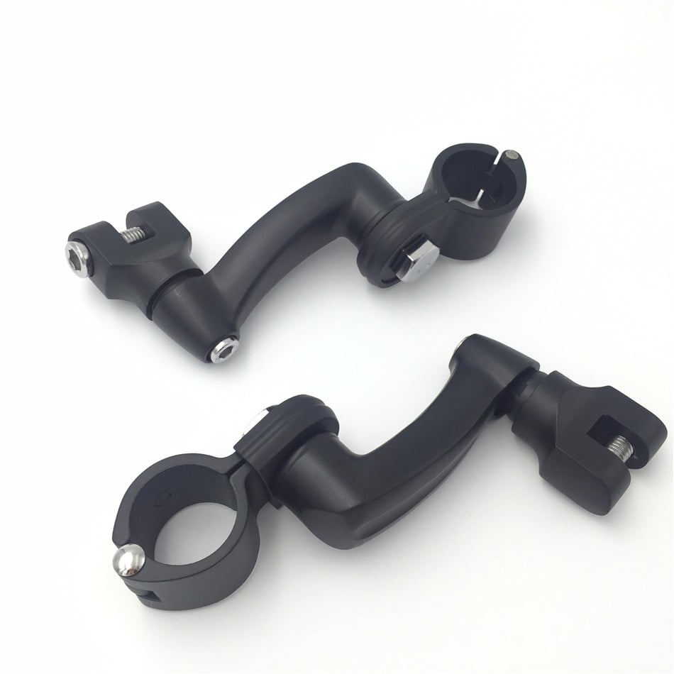 HTT Motorcycle Black 360 Degree Adjustable Highway Peg Mounting Kit For