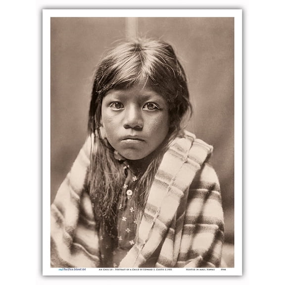 Ah Chee Lo - Portrait of a Child - The North American Indians - Vintage B&W Historical Photograph by Edward S. Curtis c.1905 - Master Art Print (Unframed) 9in x 12in