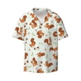 thumbnail image 4 of Uemuo Squirrel Playing Pattern Cotton Linen Short Sleeve Shirts,Casual Lightweight Button Down Shirts,Vacation Beach Summer Tops-, 4 of 7