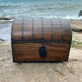 thumbnail image 3 of Nautical Cove Wooden Treasure Chest with Decorative Iron Strips with Iron Lock and Skeleton Keys, Keepsake Lock Box, Pirate Decor Chest, Antique Style, X-Large 16x12x12, 3 of 8