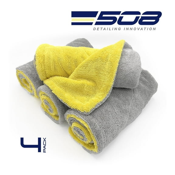 508 Detailing Innovation Microfiber Car Drying Towels, Super Absorbent Twisted Loop, 4 Pack