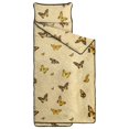 thumbnail image 2 of Beige Butterfly Pattern Teens Toddler Nap Mat with Pillow, Sleeping Mat Bag for Preschool Daycare 60"x20", 2 of 6